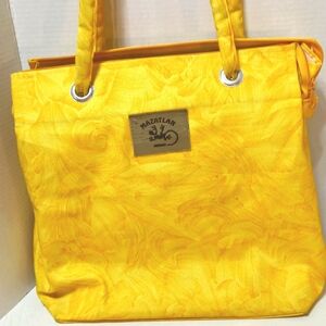 ``P988 Gold Tote Bag. Zipper Top